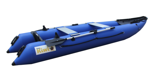 blue inflatable kayak